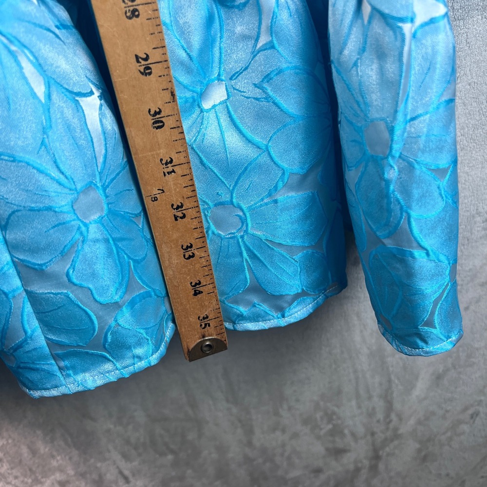 Pomander Place Dress Blue Floral Jacquard Tiered Babydoll Mini Y23363T Large - Picture 5 of 9